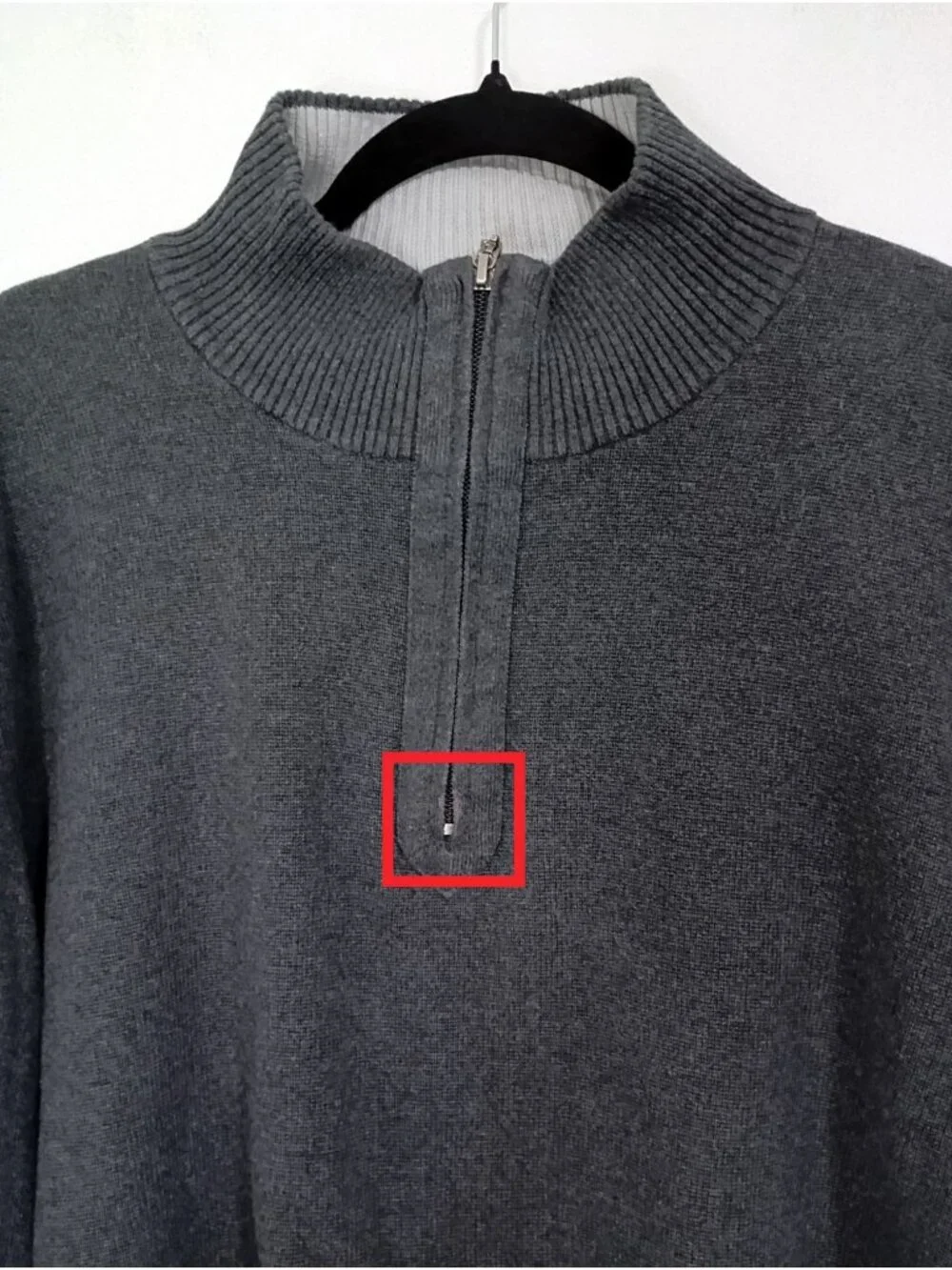 Structure Mens Charcoal 1/4 Zip Pullover Sweater XL 100% Cotton